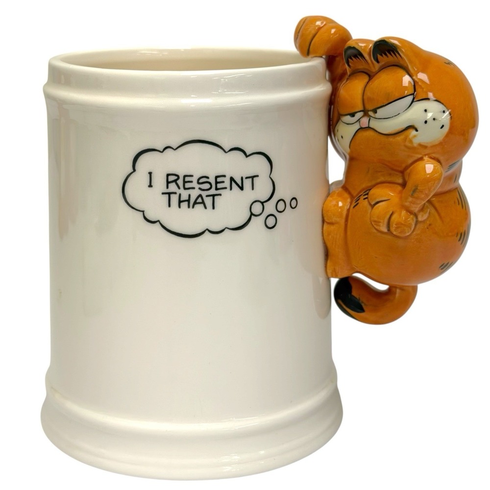 Vintage 1981 Garfield by Jim Davis Cat Ceramic Mug "I Resent That" Enesco E-5902